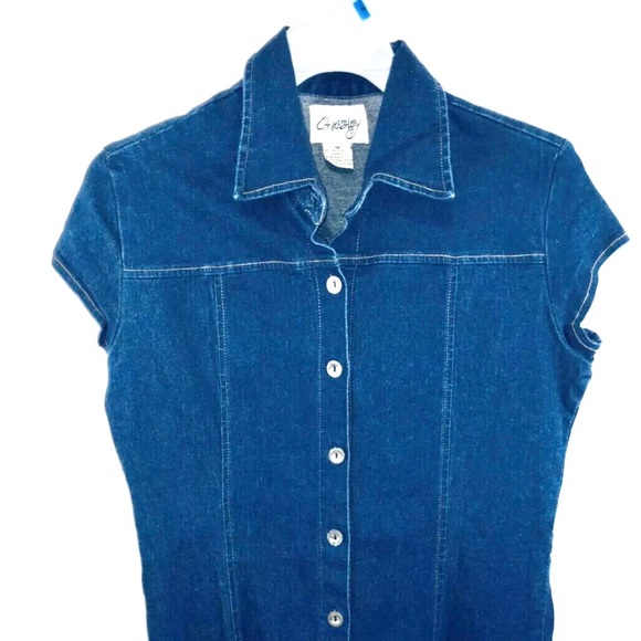 Chesley Women's Denim Dress Front Button Size M - Picture 2 of 8